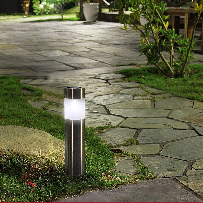 SUNWIND Solar Bollard Lights Outdoor - 6 Pack Stainless Steel Warm White LED Landscape Lights Waterproof Decorative Lighting for Backyard Lawn Patio - Image 5